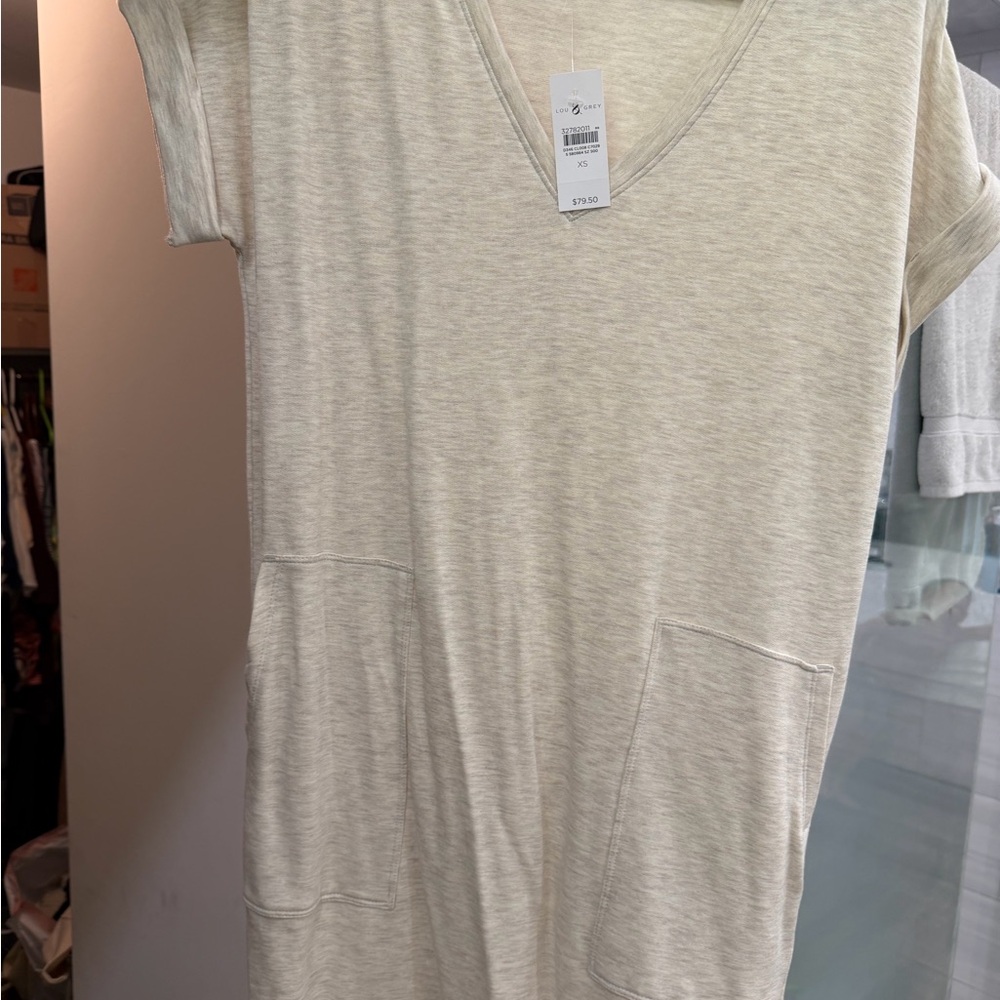 Lou & Grey Light Cream V-Neck Dress